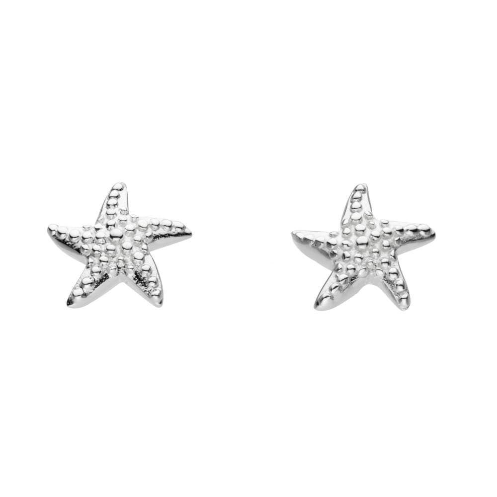 Silver textured starfish stud earrings Earrings DEW   