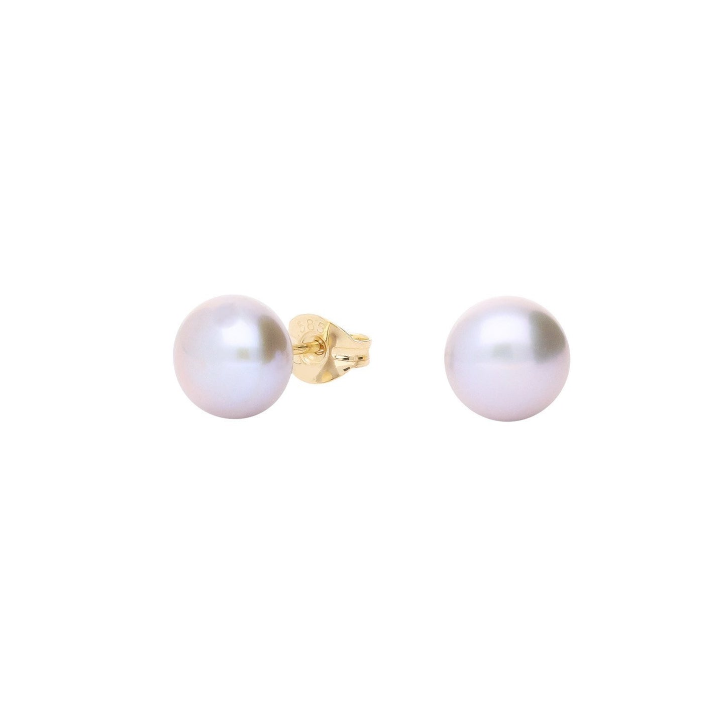 14ct Yellow gold grey 7.5mm pearl stud earrings Earrings Rock Lobster   