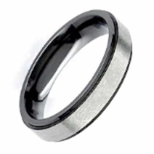 Zirconium black edged 6mm flat band Ring Rock Lobster Jewellery   