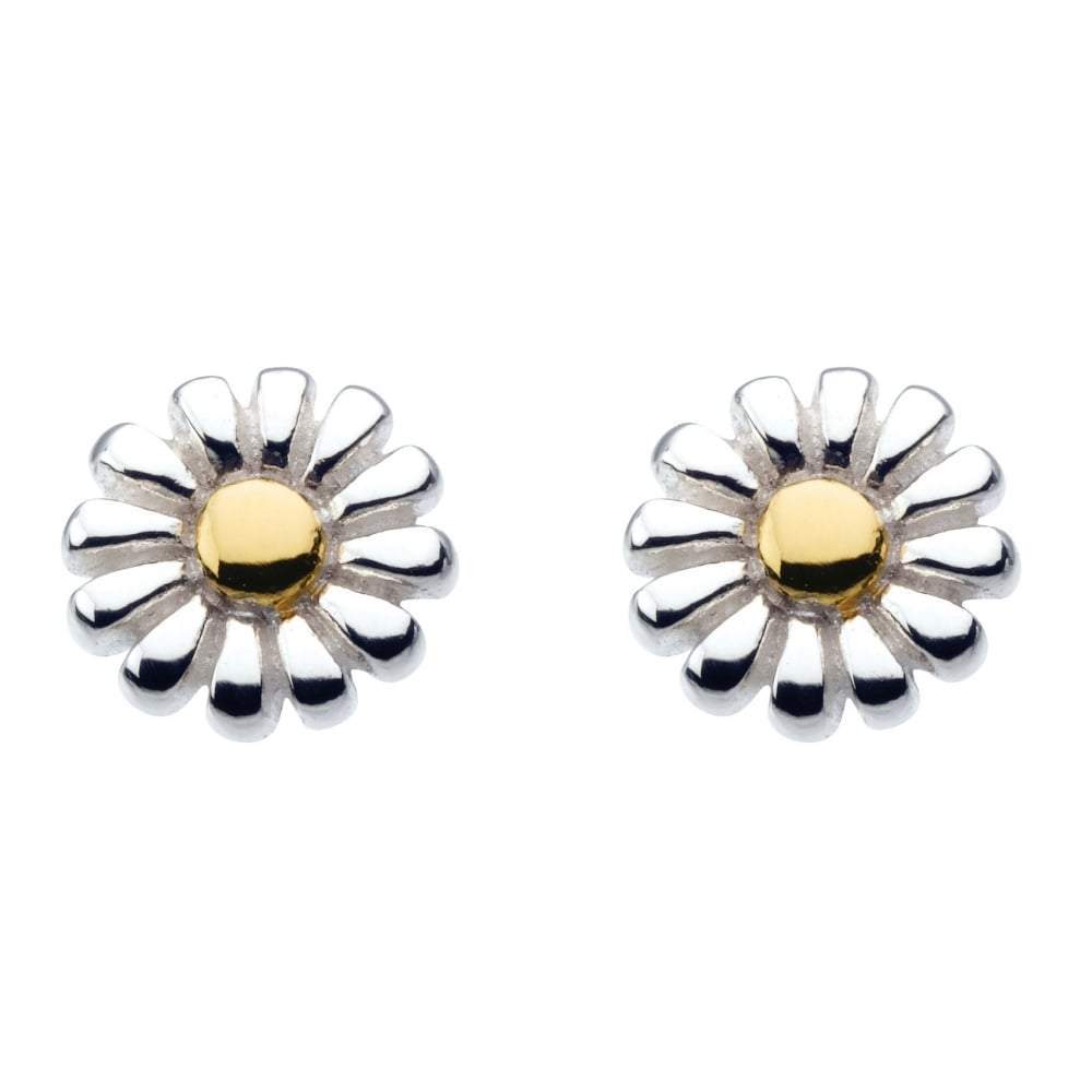 Petite silver with gold centre daisy flower stud earrings Earrings DEW   