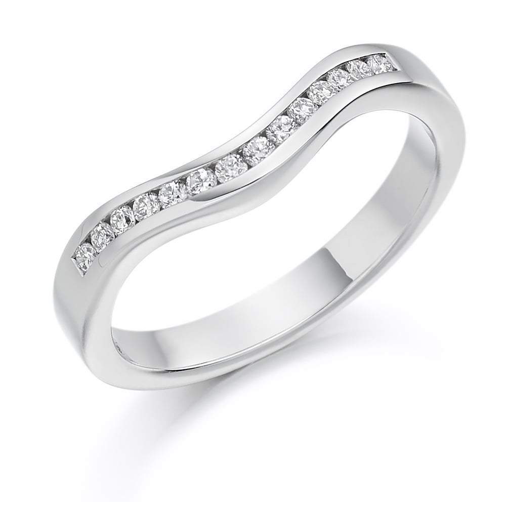 Diamond wave channel 0.16ct half eternity ring Ring Gemex Platinum *  