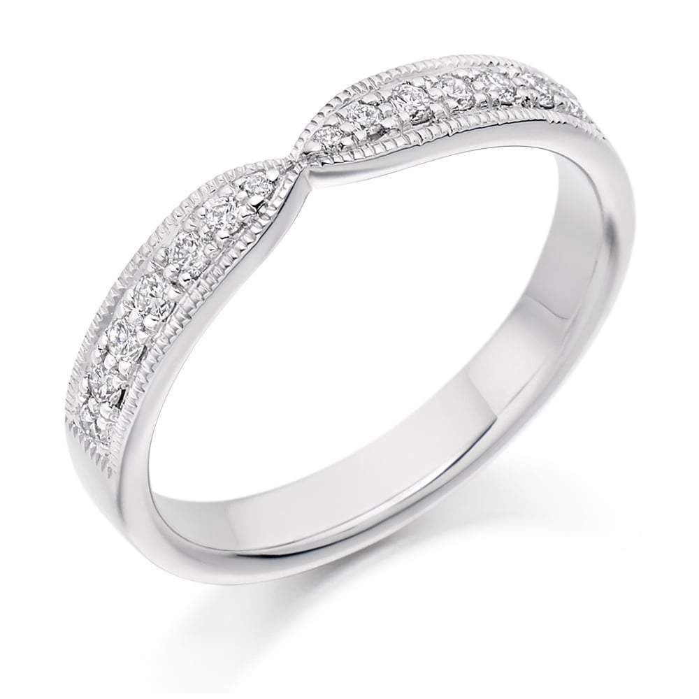 Diamond 0.20ct shaped milgrain edge 1/2 eternity ring Ring Rock Lobster platinum *  