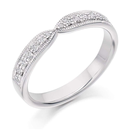 Diamond 0.20ct shaped milgrain edge 1/2 eternity ring Ring Gemex platinum *  