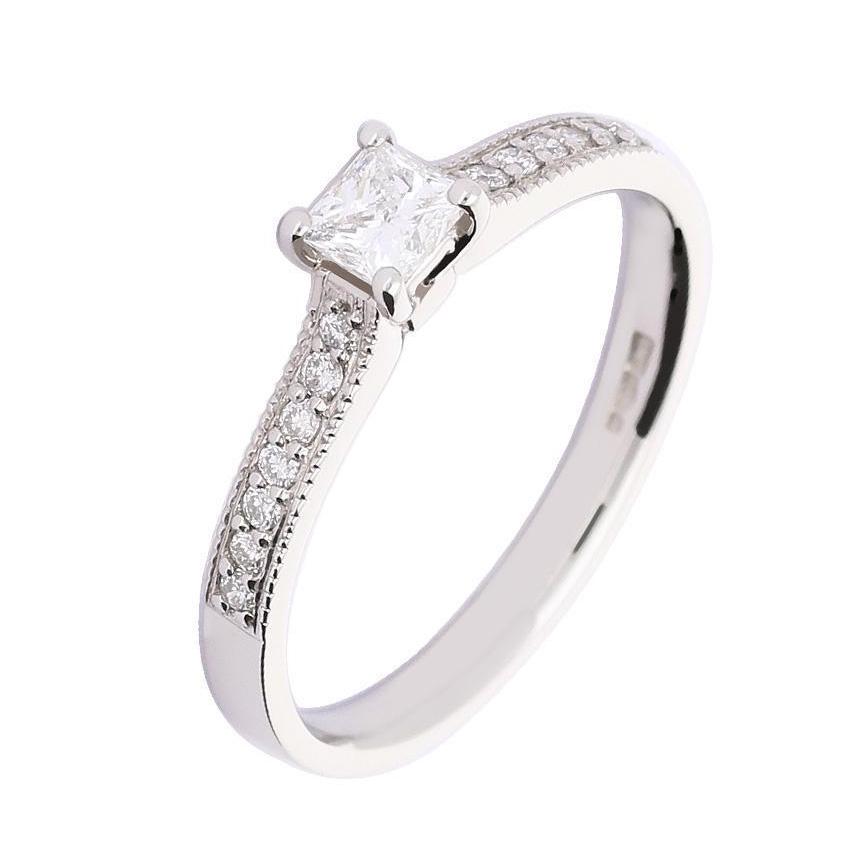 Platinum princess cut natural diamond ring 0.28ct certified EVS1 Ring Rock Lobster   