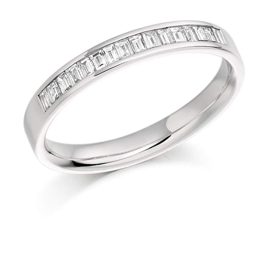 Diamond 0.33ct channel set baguette 1/2 eternity ring Ring Rock Lobster platinum *  