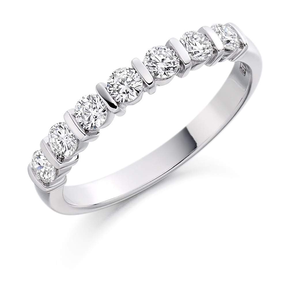 Diamond 0.50ct bar set 1/2 eternity ring Ring Gemex platinum *  