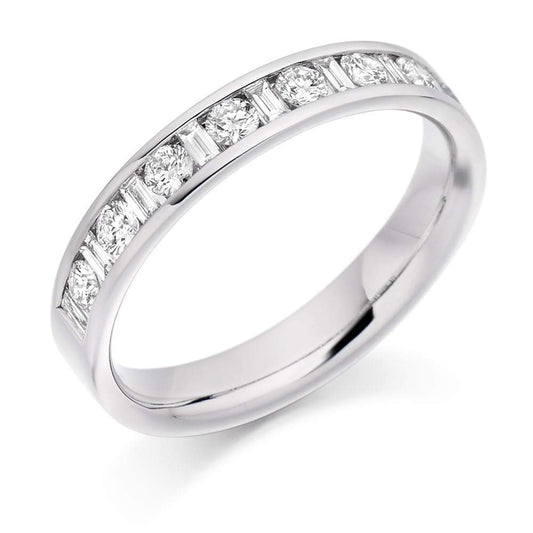 Diamond 0.50ct channel set mixed cut 1/2 eternity band Ring Gemex platinum *  