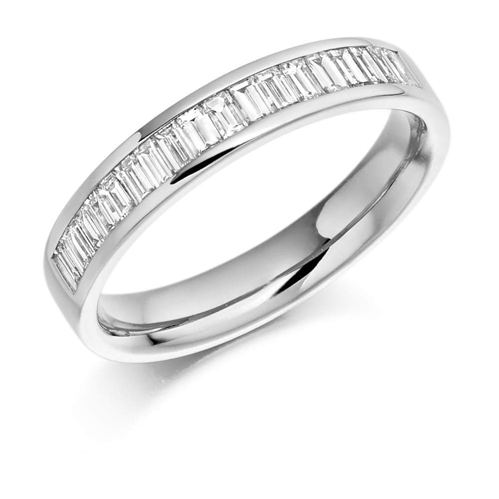 Diamond 0.56ct channel set baguette 1/2 eternity band Ring Gemex platinum *  