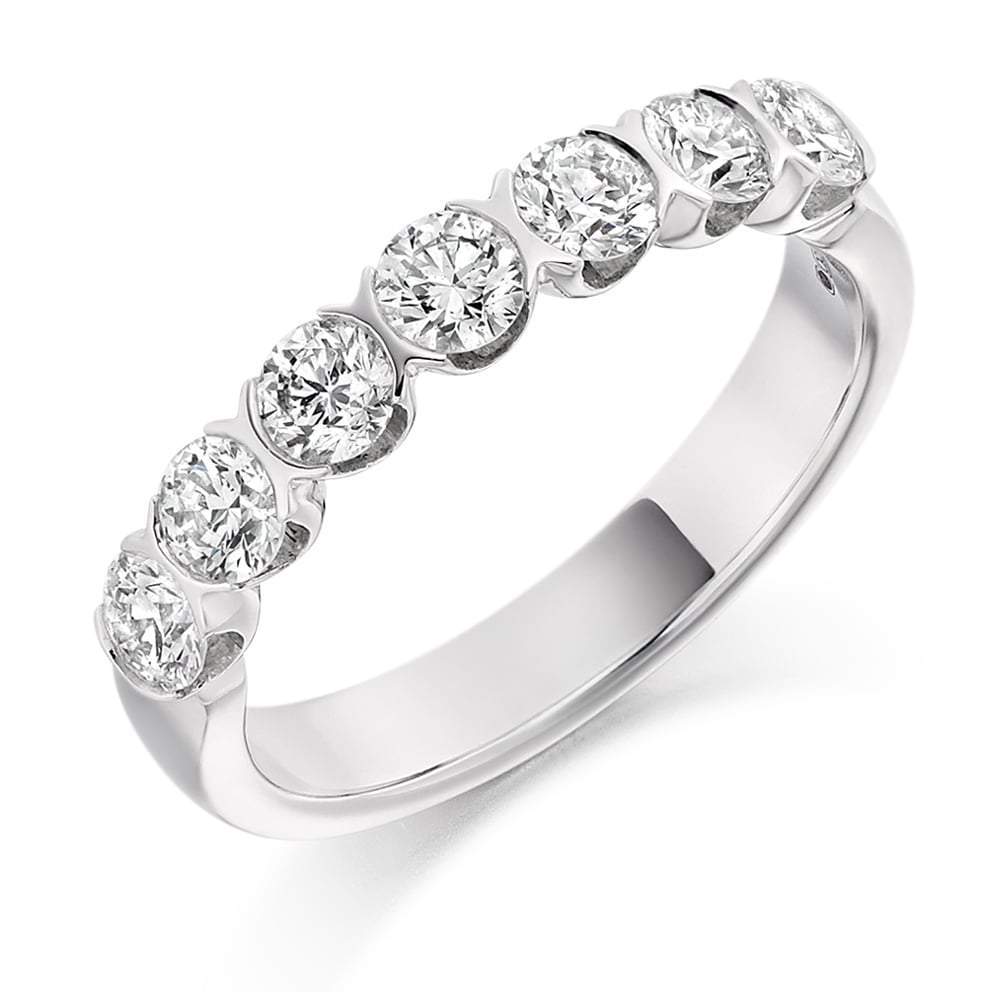 Diamond 1.00ct bar set 1/2 eternity ring Ring Gemex Platinum *  