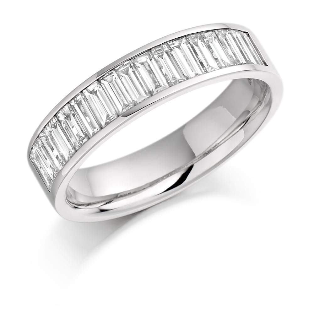 Diamond 1.00ct channel set baguette 1/2 eternity band Ring Gemex platinum *  