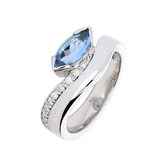 Platinum 0.86ct Aquamarine & Diamond Ring Ring Stuller   