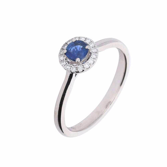 Platinum blue sapphire and diamond halo ring Ring Rock Lobster   