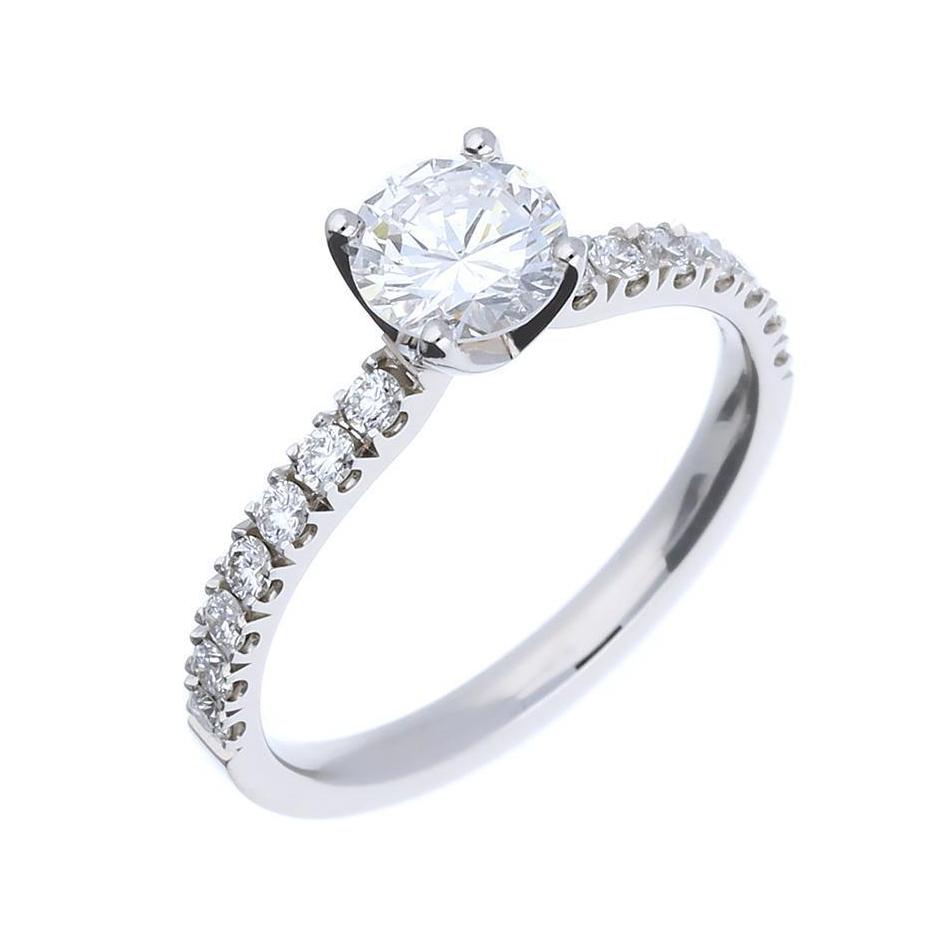 Platinum brilliant 0.70ct diamond ring with diamond set shoulders Ring Rock Lobster   