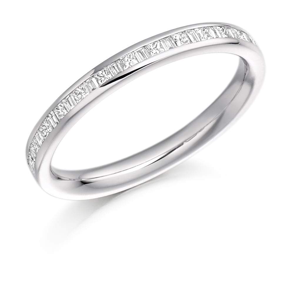 Diamond channel set mixed cut 0.30ct half eternity band Ring Gemex platinum *  