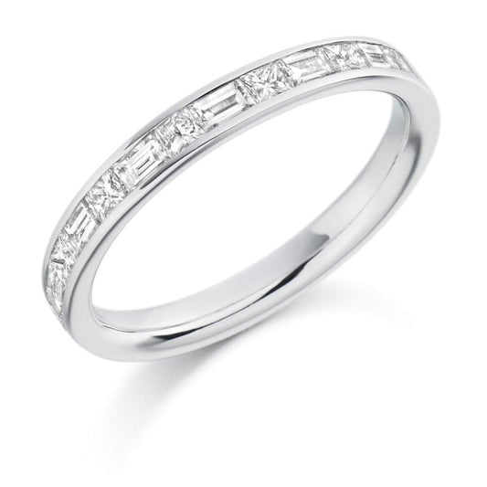 Diamond channel set mixed cut 0.60ct half eternity band Ring Gemex platinum *  
