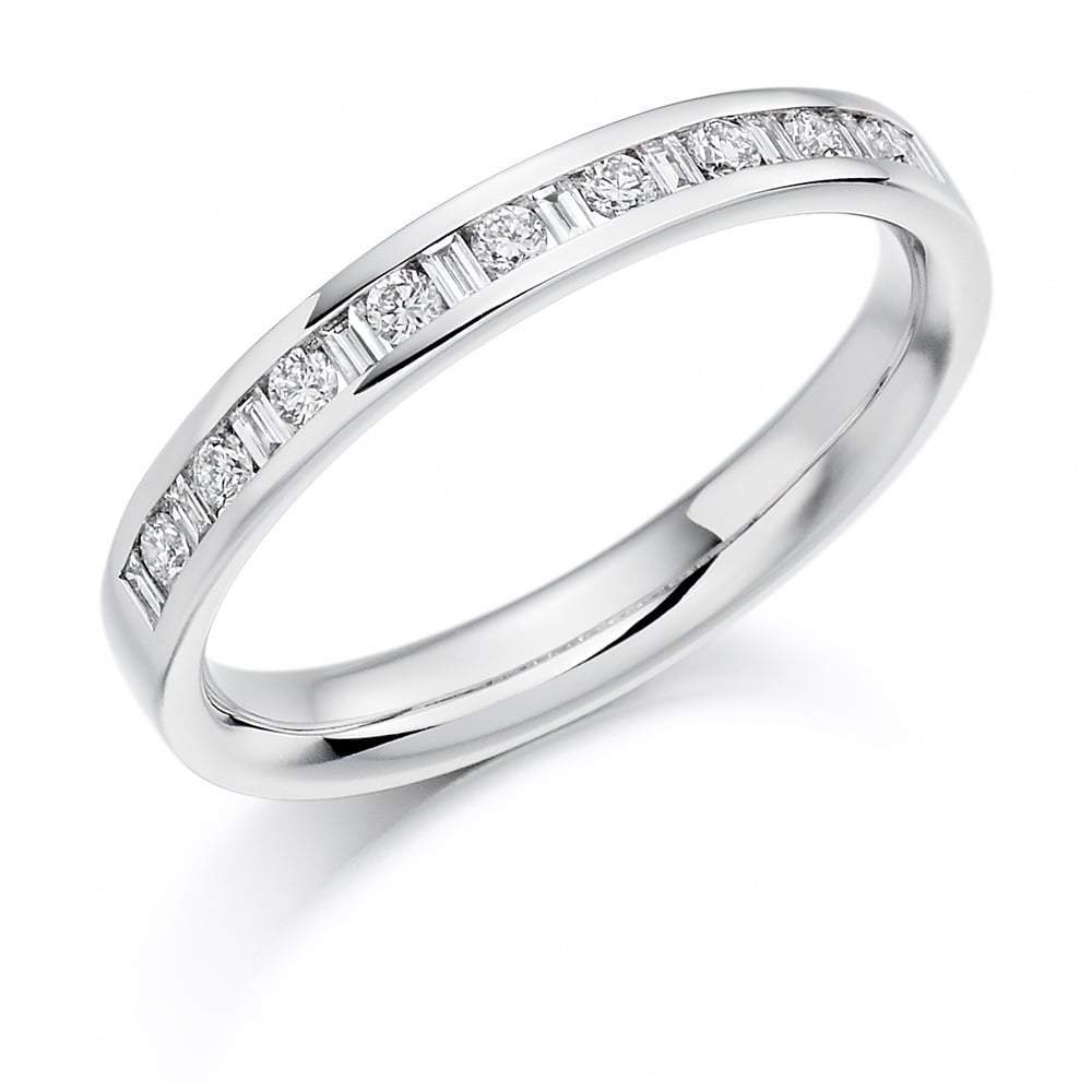 Diamond channel set mixed cut 0.25ct half eternity band Ring Gemex platinum *  