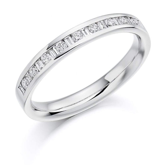 Diamond channel set mixed cut 0.25ct half eternity band Ring Gemex platinum *  