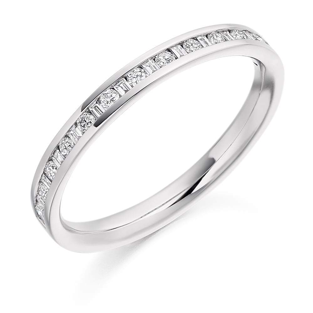 Diamond channel set mixed 0.30ct half eternity band Ring Gemex Platinum *  