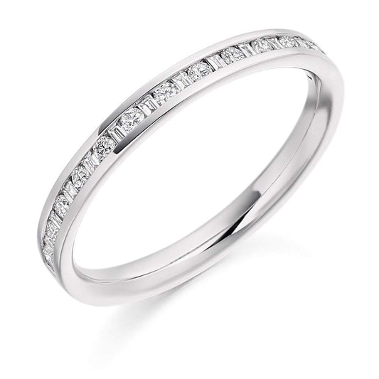 Diamond channel set mixed 0.30ct half eternity band Ring Gemex Platinum *  