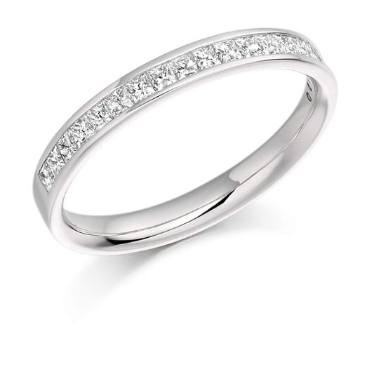 Diamond channel set princess 0.50ct half eternity ring Ring Gemex platinum *  