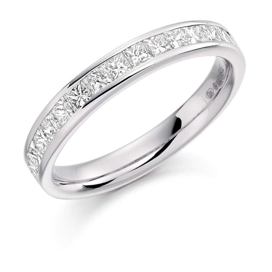 Diamond channel set princess 0.75ct half eternity ring Ring Gemex platinum *  