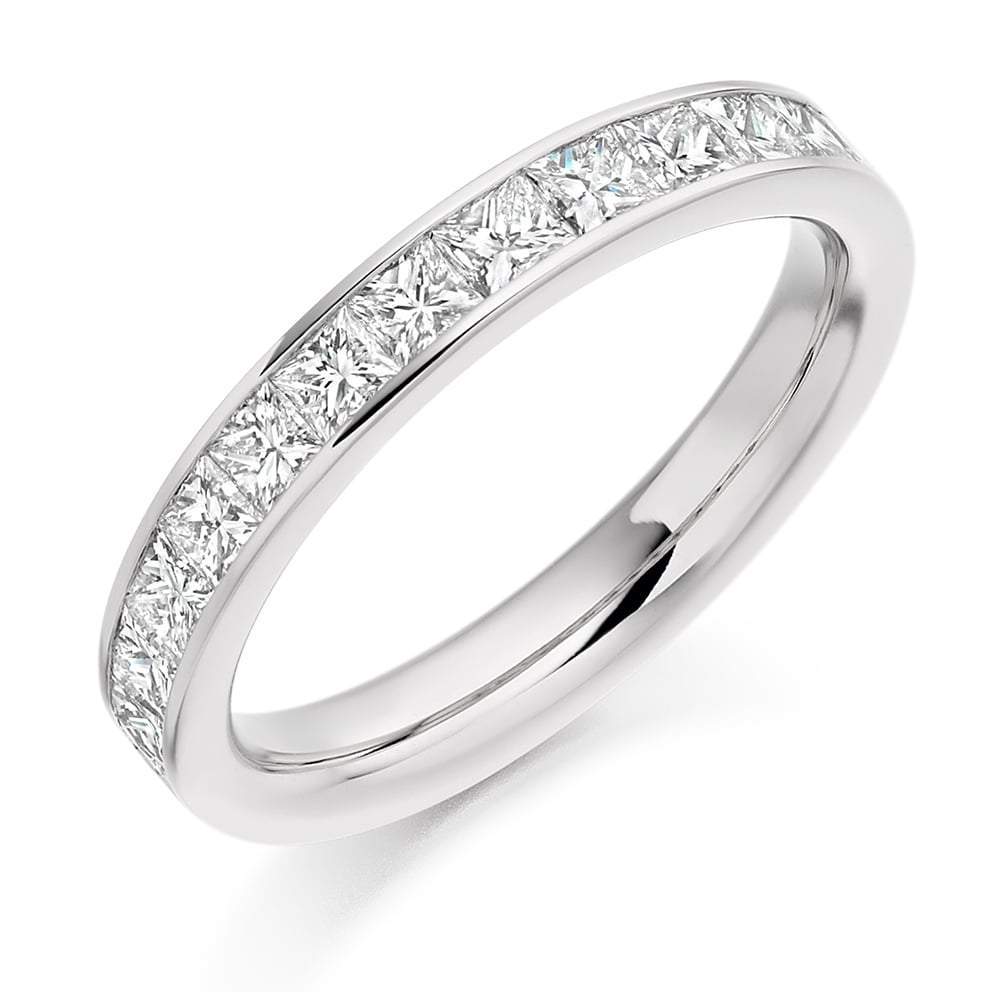 Diamond channel set princess 1.00ct half eternity ring Ring Gemex platinum *  