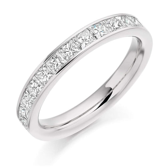 Diamond channel set princess 1.00ct half eternity ring Ring Gemex platinum *  