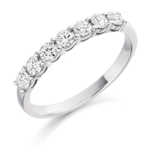 Diamond claw set 0.50ct brilliant cut 1/2 eternity ring Ring Gemex platinum *  