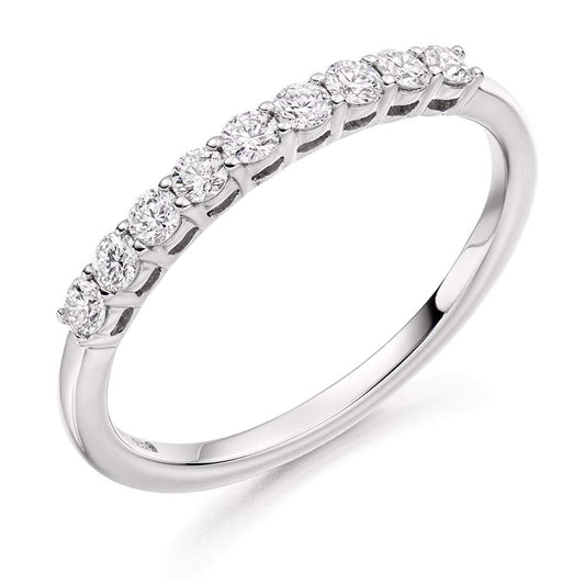 Diamond brilliant claw set 0.33ct 1/2 eternity ring Ring Gemex Platinum *  