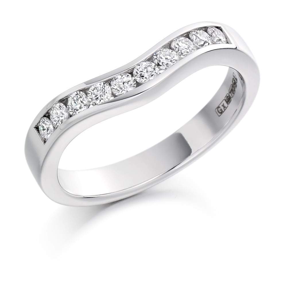 Diamond wave 0.33ct half eternity ring Ring Gemex Platinum *  