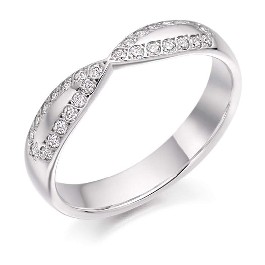 Diamond 0.25ct bow shaped half eternity ring Ring Gemex platinum *  