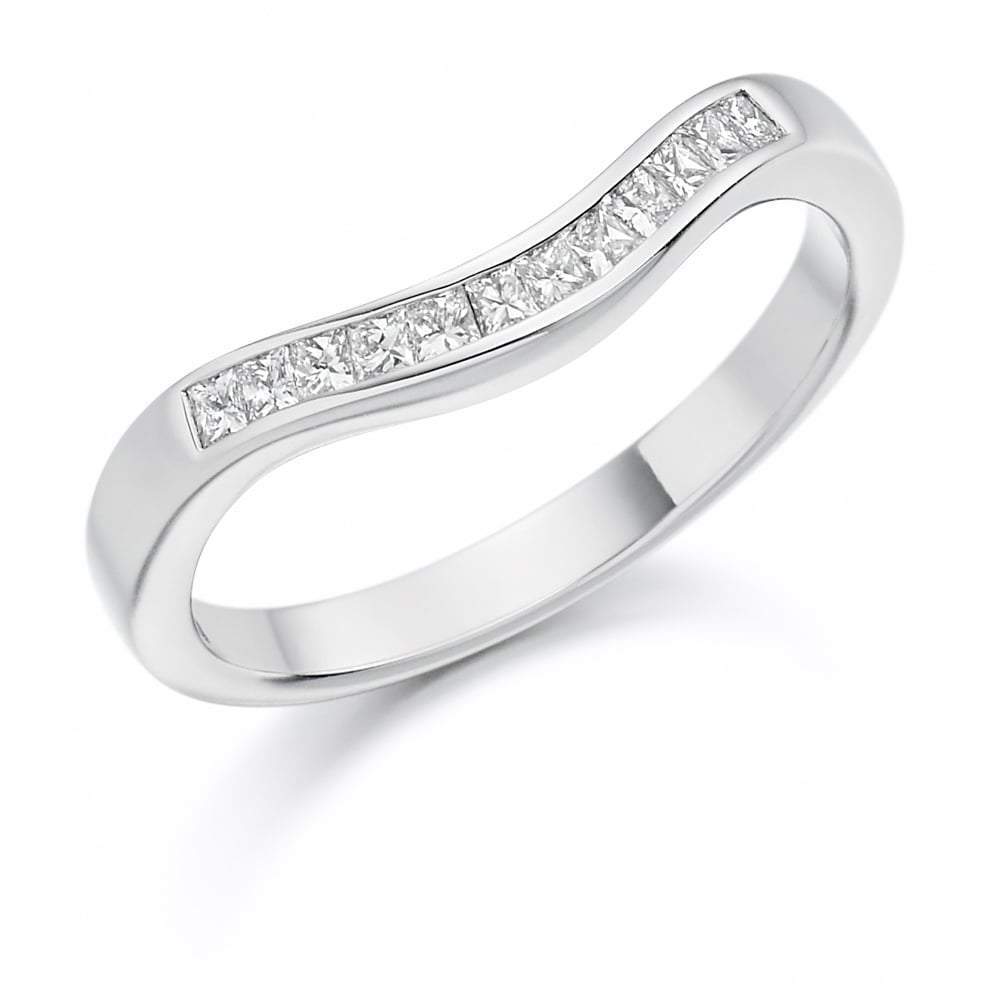 Diamond princess 0.25ct wave 1/2 eternity ring Ring Gemex platinum *  