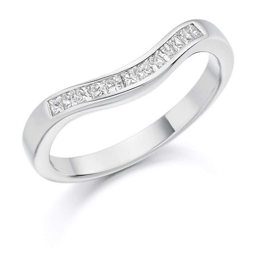 Diamond princess 0.25ct wave 1/2 eternity ring Ring Gemex platinum *  