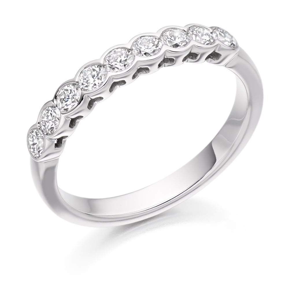 Diamond 0.50ct rubover set half eternity band Ring Gemex Platinum *  