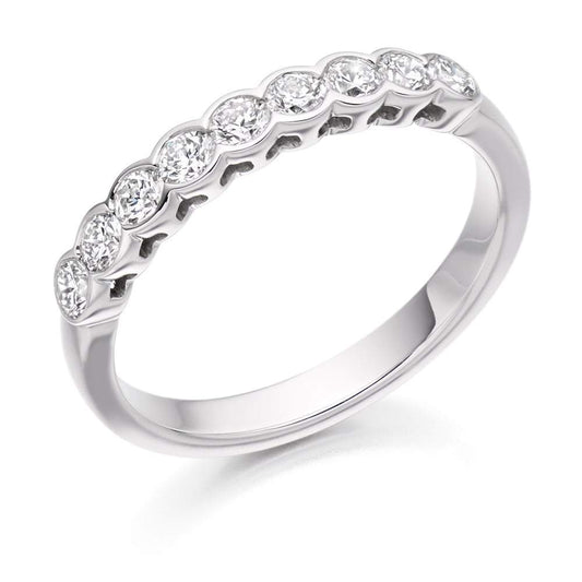 Diamond 0.50ct rubover set half eternity band Ring Gemex Platinum *  