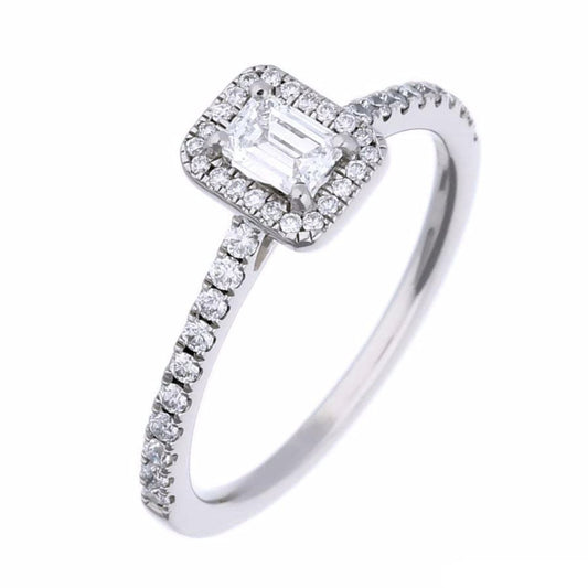 Platinum Emerald cut 0.27ct certified diamond ring. Ring Rock Lobster   