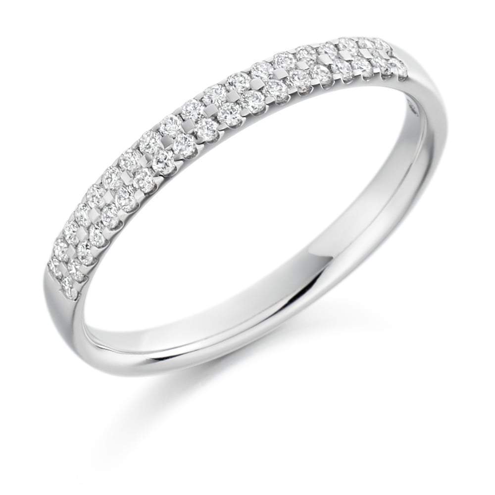 Diamond 0.25ct double row 1/2 eternity band Ring Rock Lobster Platinum *  