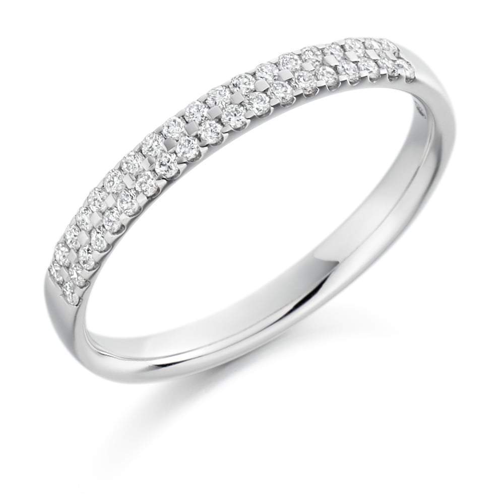 Diamond 0.25ct double row 1/2 eternity band Ring Gemex Platinum *  
