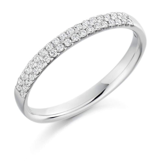 Diamond 0.25ct double row 1/2 eternity band Ring Gemex Platinum *  