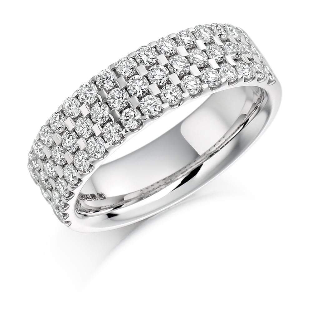 Diamond 1.05ct triple row 1/2 eternity band Ring Rock Lobster platinum *  