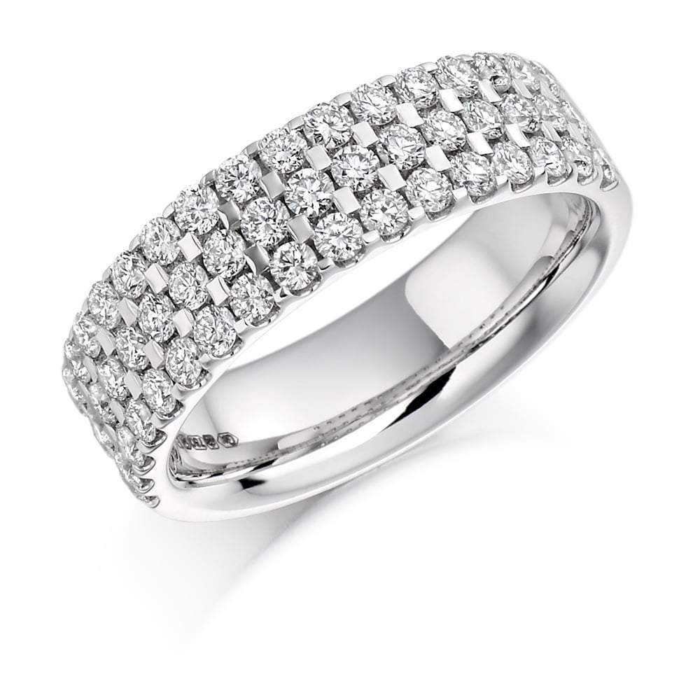 Diamond 1.05ct triple row 1/2 eternity band Ring Gemex platinum *  