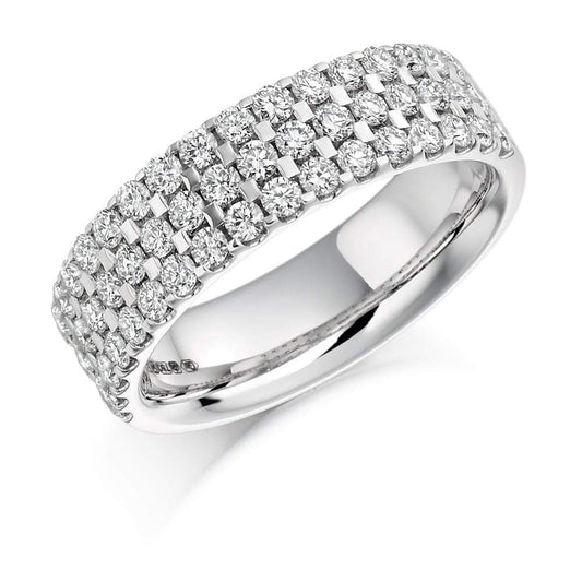 Diamond 1.05ct triple row 1/2 eternity band Ring Gemex platinum *  