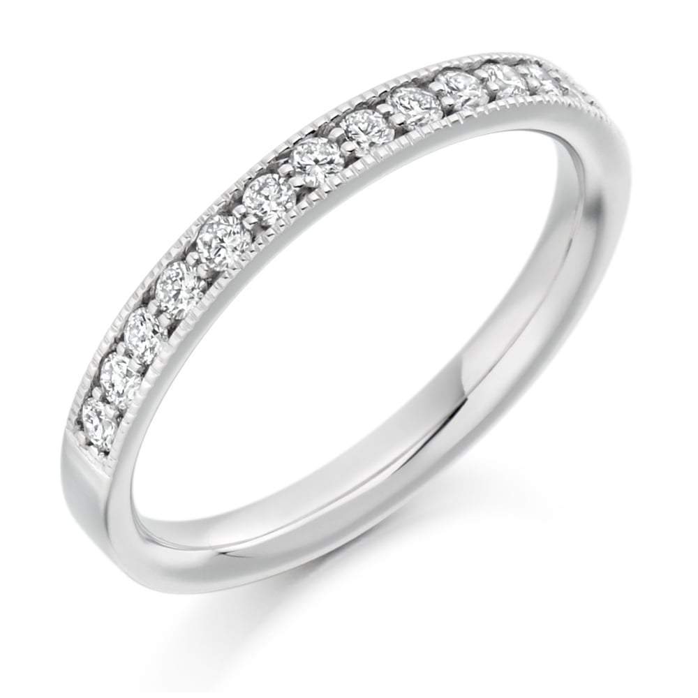 Diamond 0.33ct milgrain edge 1/2 eternity ring Ring Gemex platinum *  