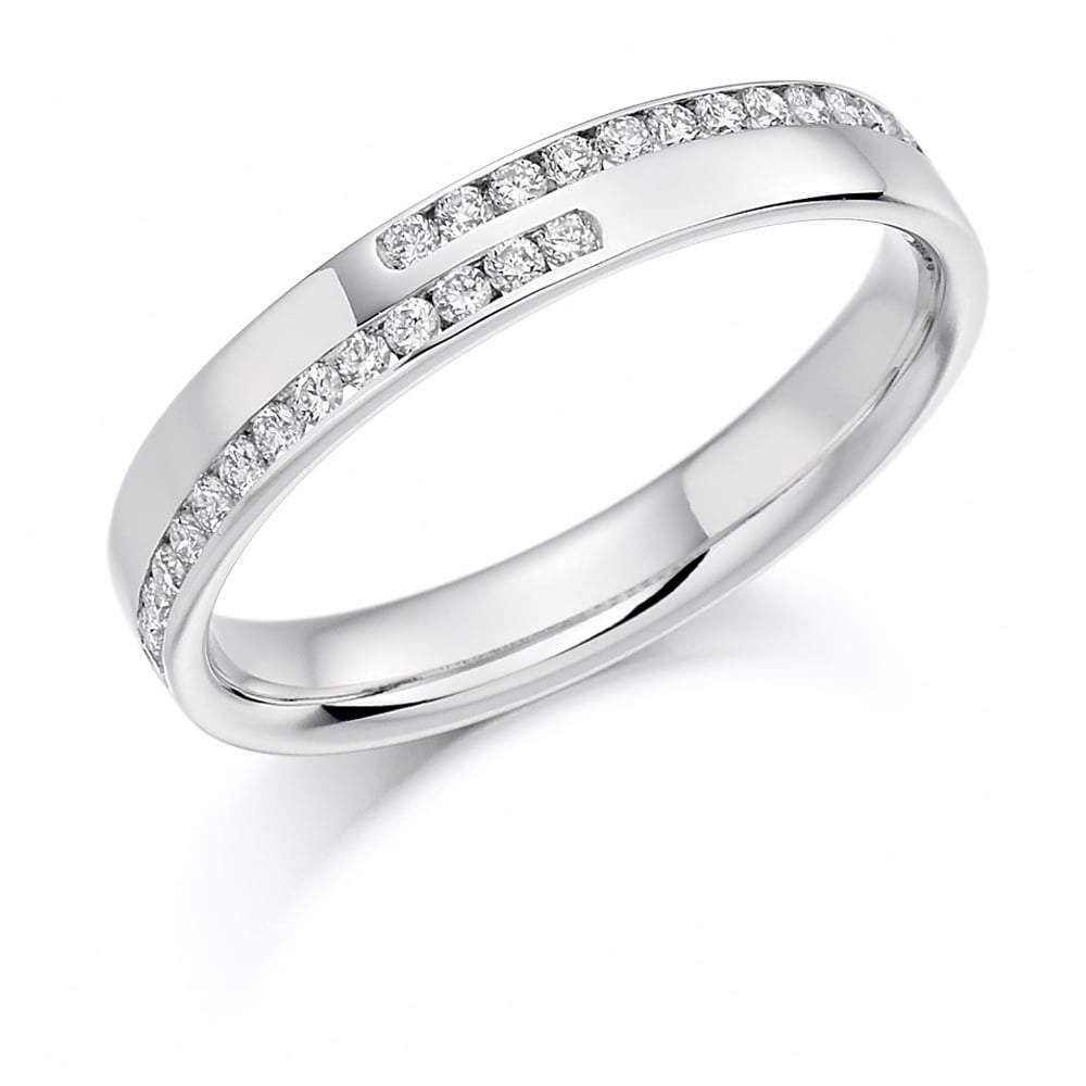 Diamond offset double row 1/2 eternity band Ring Rock Lobster platinum *  