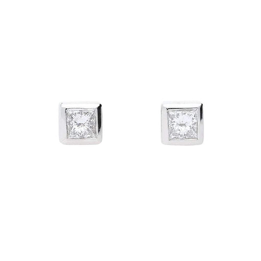 Platinum princess cut 0.25ct diamond stud earrings Earrings Rock Lobster   