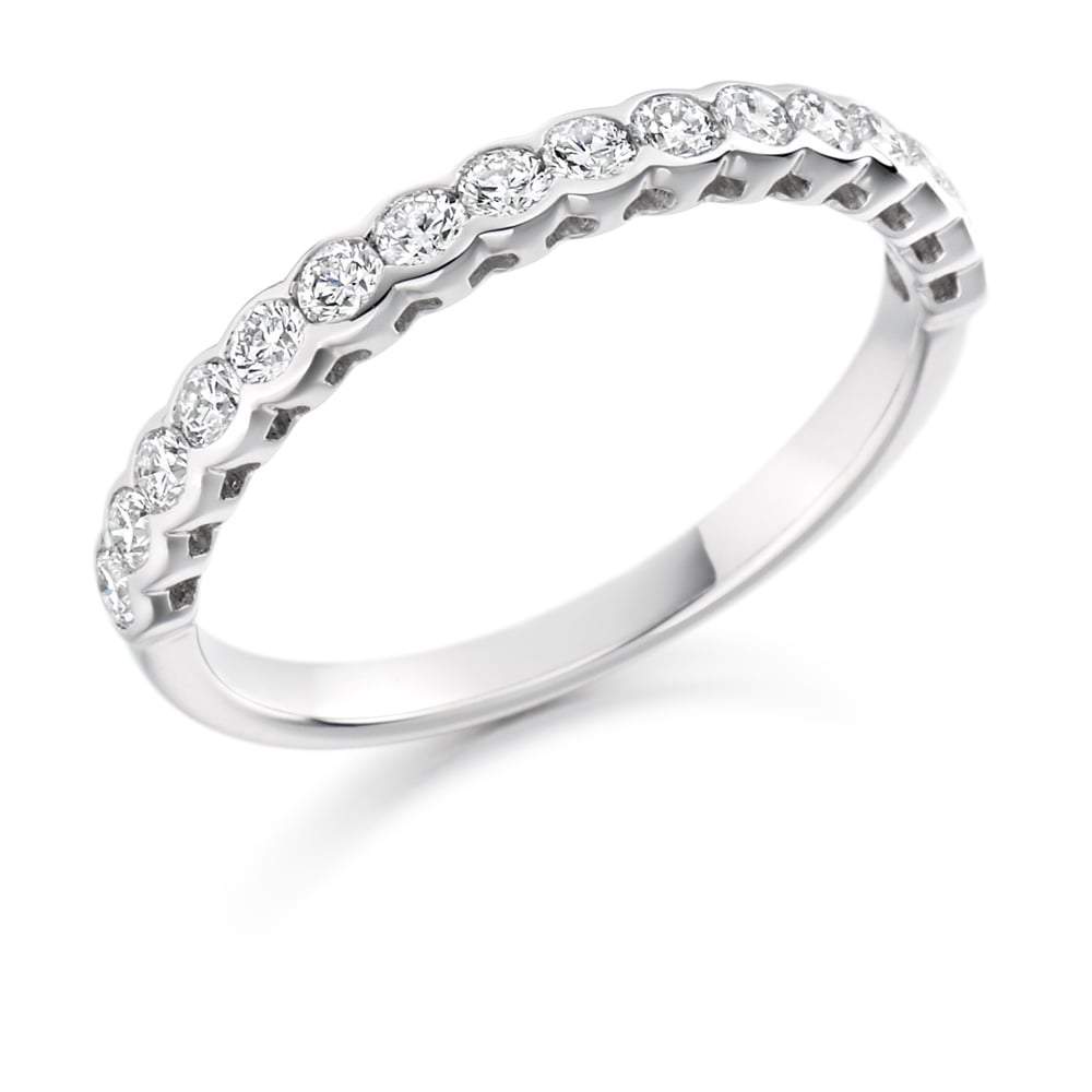 Diamond 0.50 rubover set half eternity band Ring Gemex platinum *  