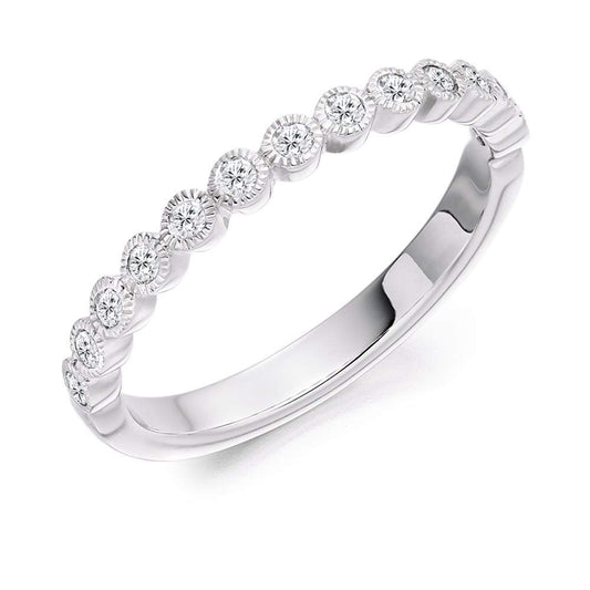 Diamond 0.25ct rubover set 1/2 eternity band Ring Gemex platinum *  