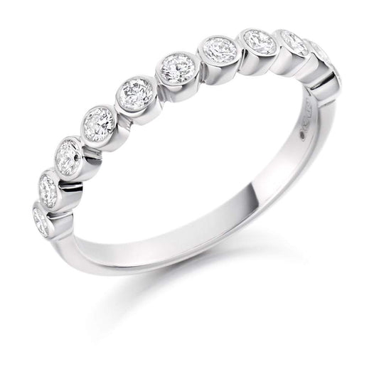 Diamond 0.50ct rubover half eternity band Ring Gemex Platinum *  