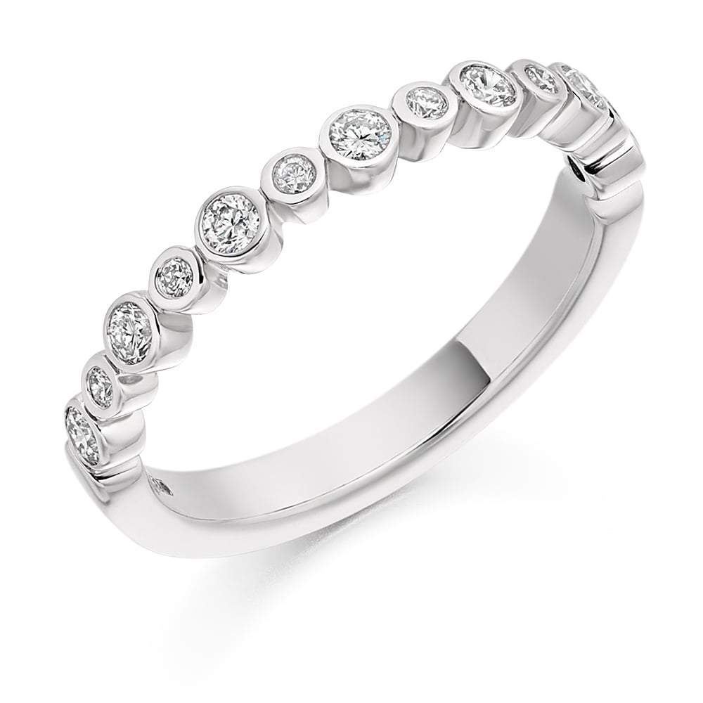 Diamond 0.30ct rubover set half eternity band Ring Gemex platinum *  