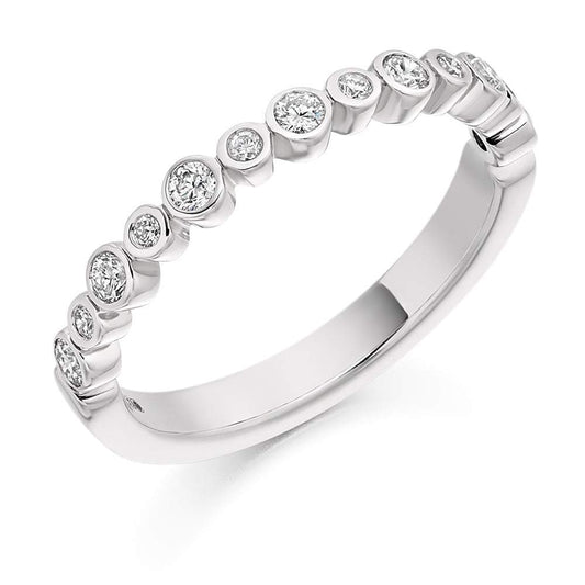 Diamond 0.30ct rubover set half eternity band Ring Gemex platinum *  